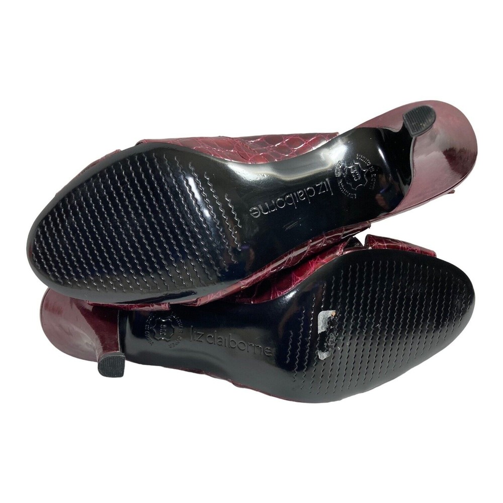 Liz Claiborne Heels Brooke Open Toe Womens 9M Garnet Croc Leather Slingback NWOB - Picture 8 of 10